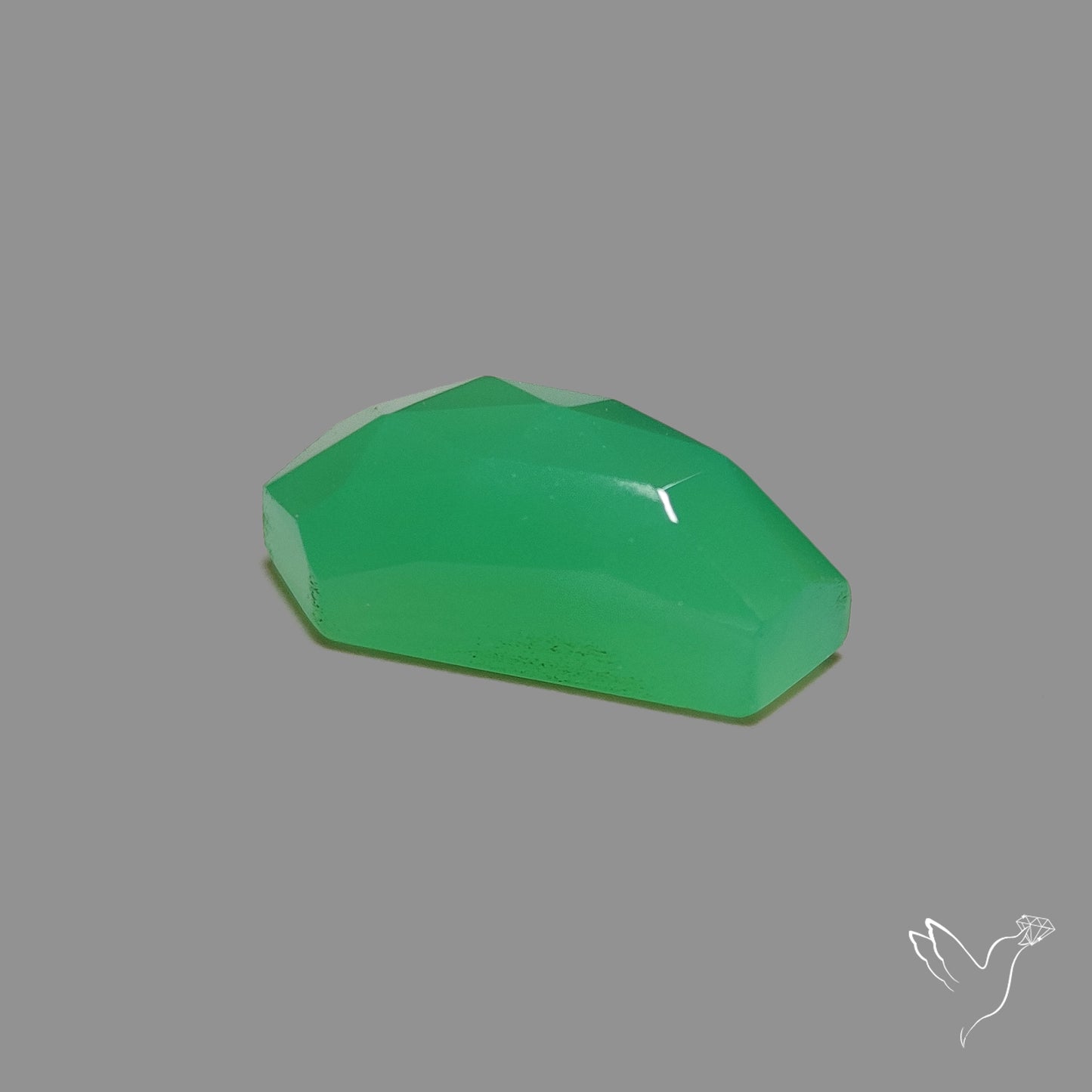 Rose Cut Gemmy Chrysoprase Coffin