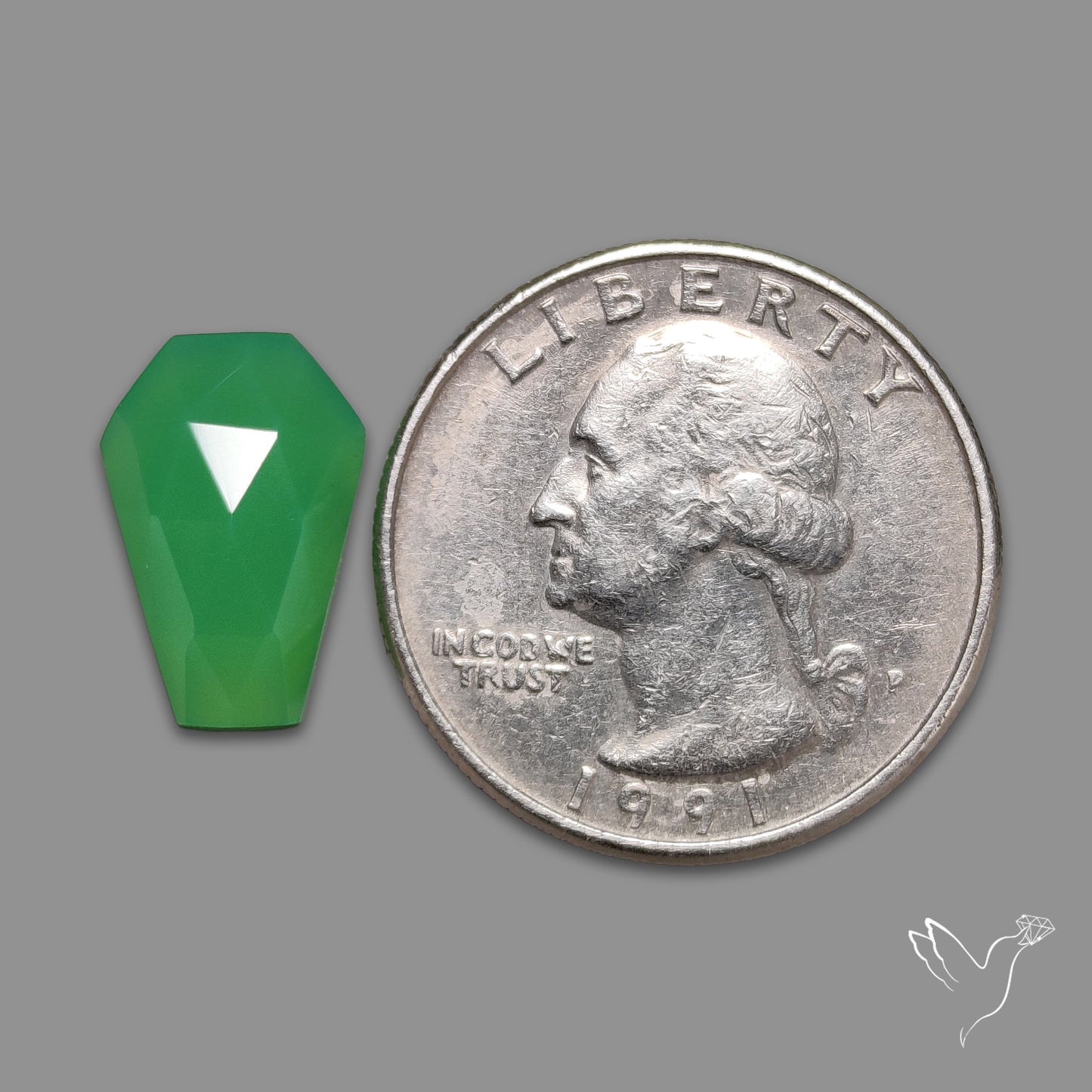 Rose Cut Gemmy Chrysoprase Coffin
