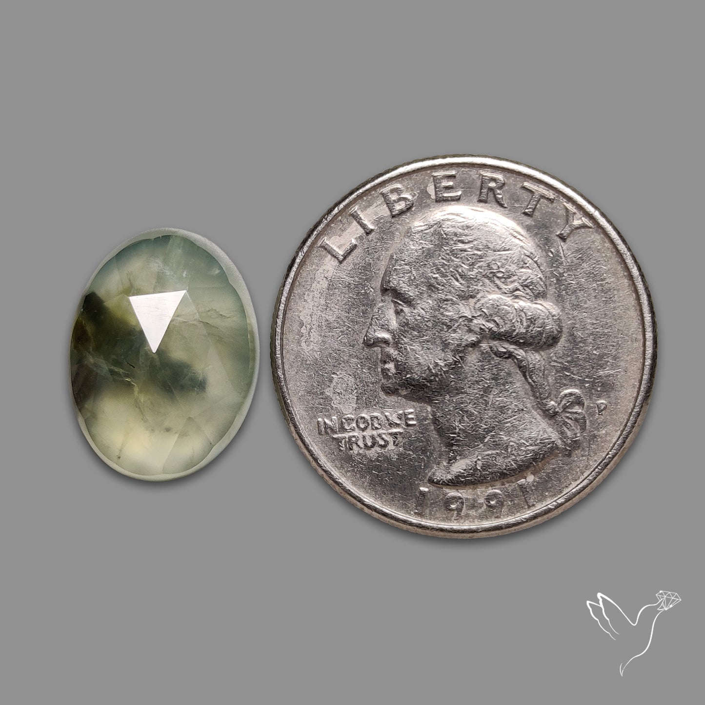 Rose Cut Black Tourmalinated Prehnite