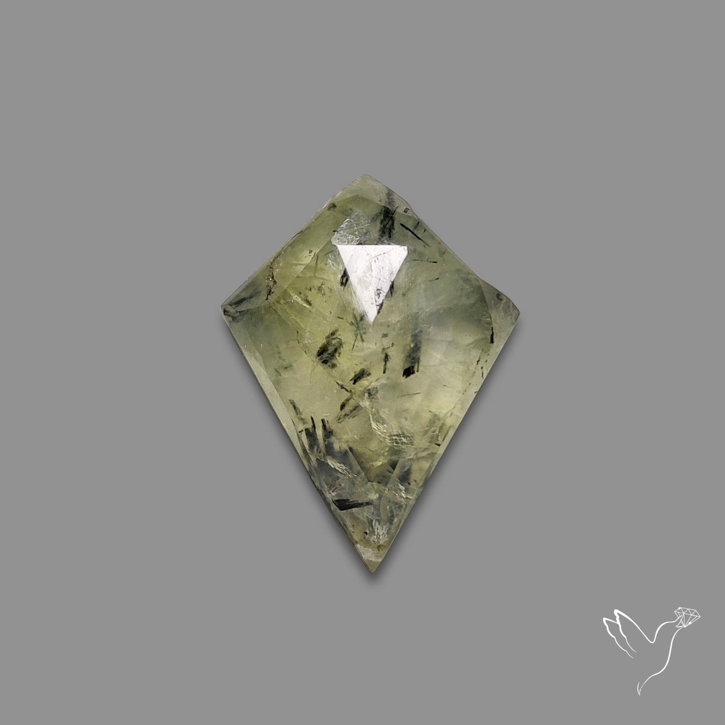 Rose Cut Black Tourmalinated Prehnite