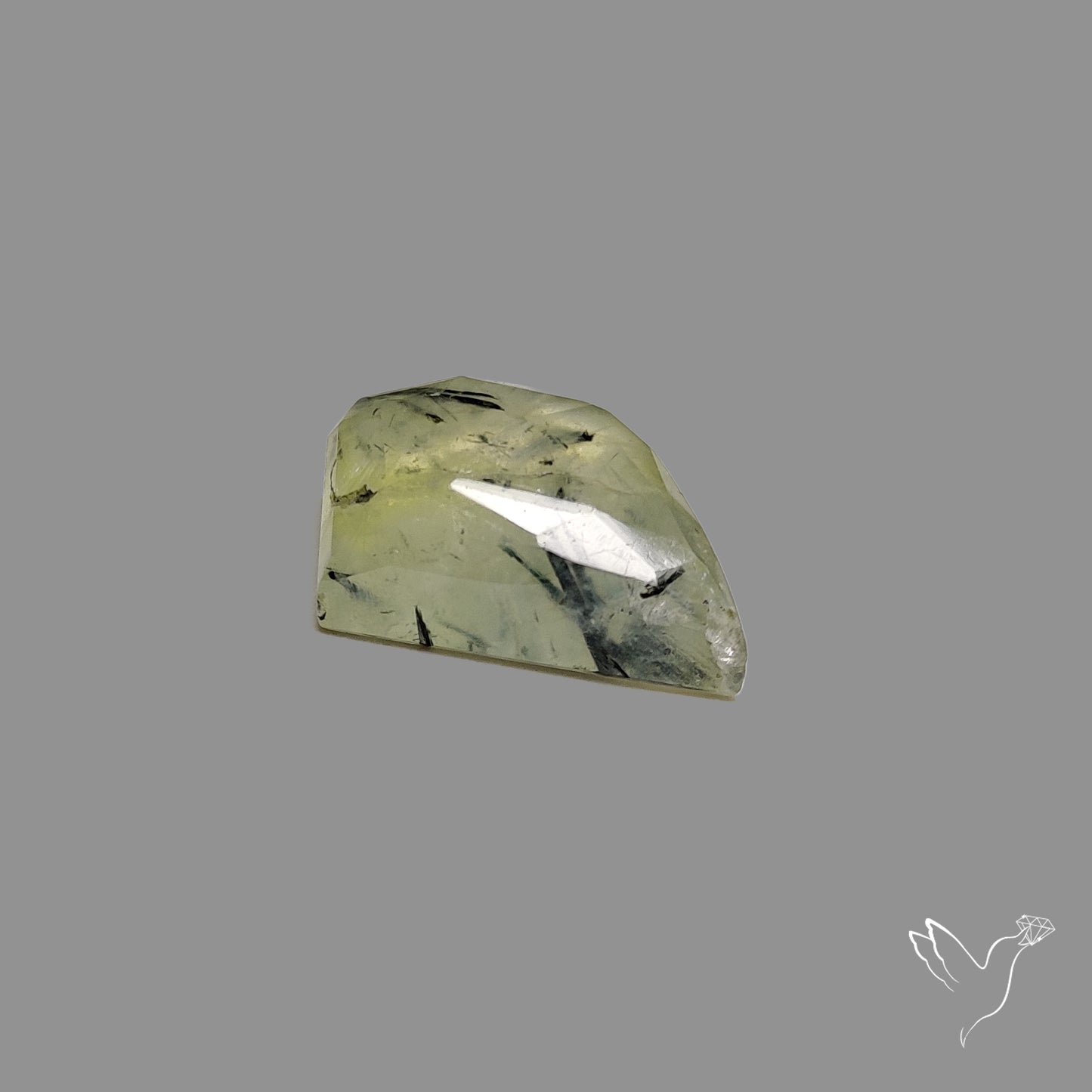 Rose Cut Black Tourmalinated Prehnite