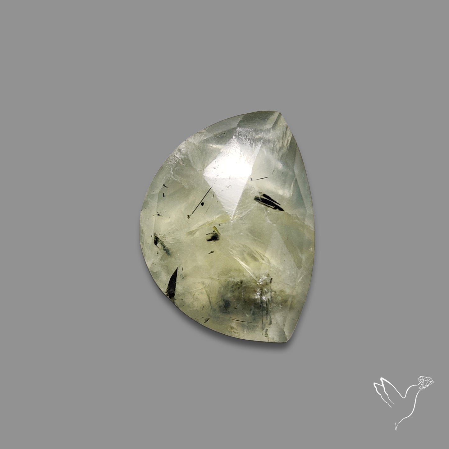 Rose Cut Black Tourmalinated Prehnite