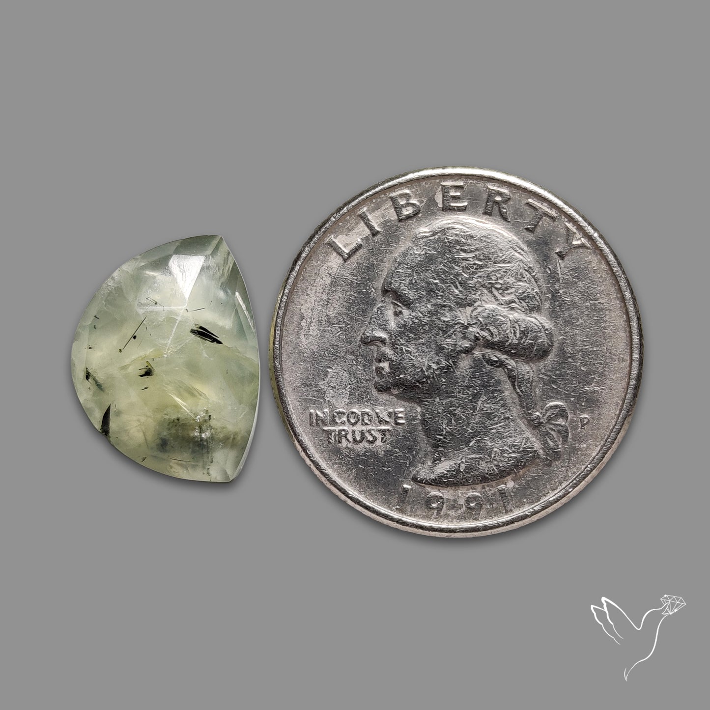 Rose Cut Black Tourmalinated Prehnite