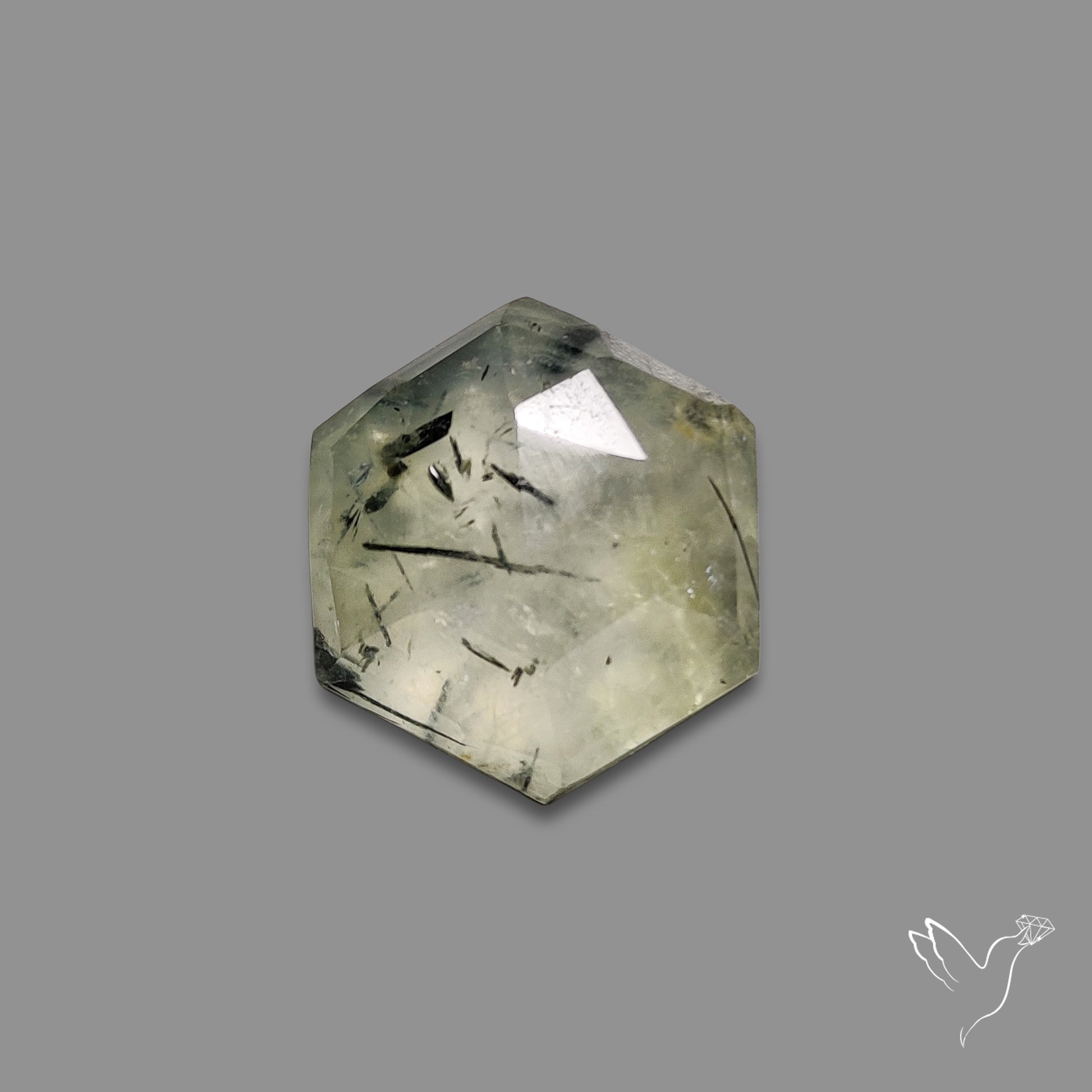 Rose Cut Black Tourmalinated Prehnite