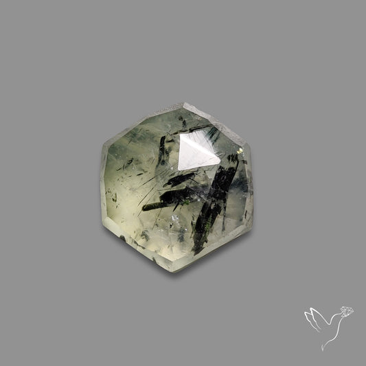 Rose Cut Black Tourmalinated Prehnite