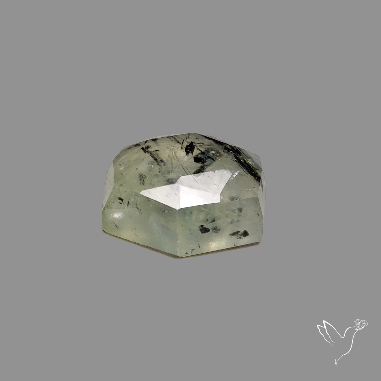 Rose Cut Black Tourmalinated Prehnite