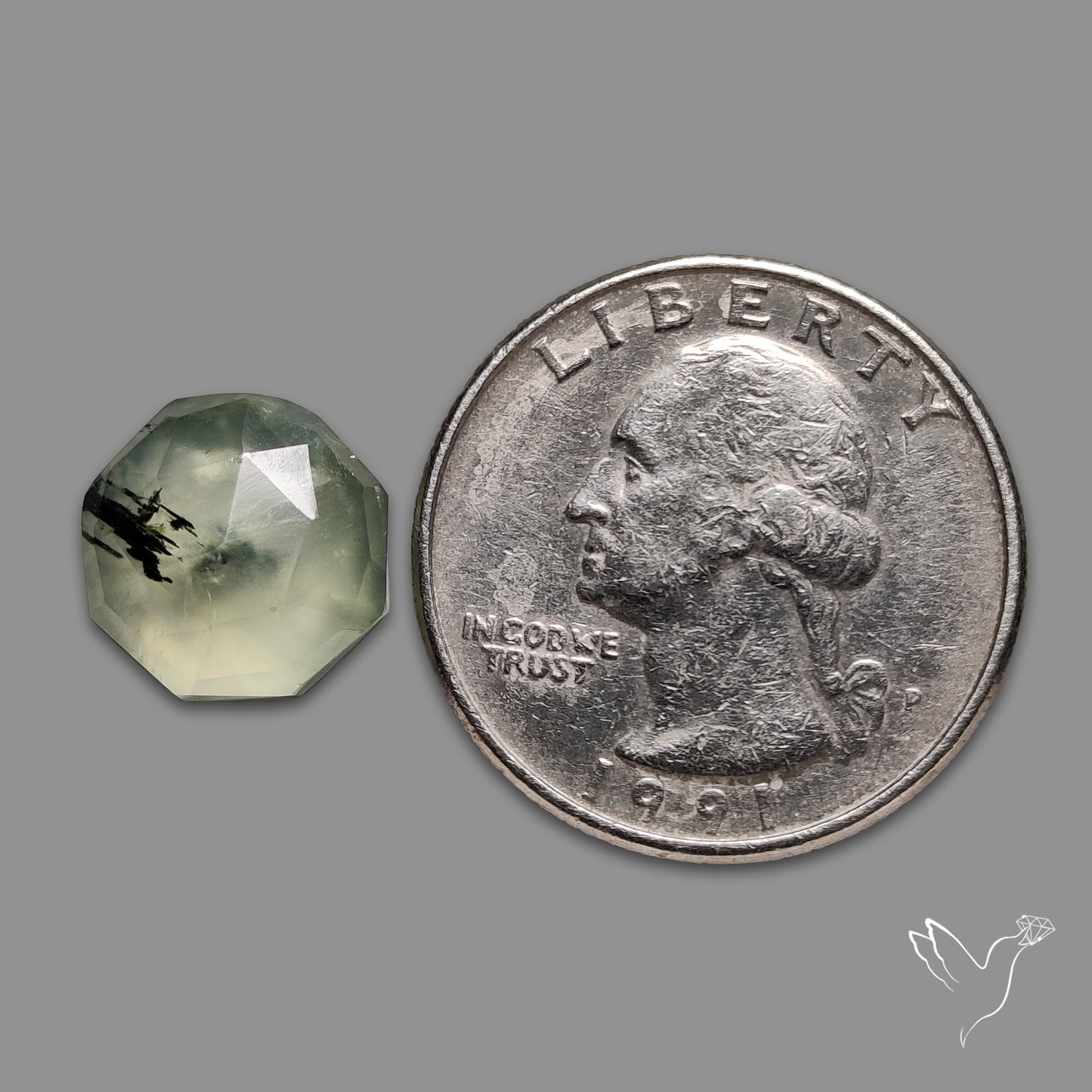 Rose Cut Black Tourmalinated Prehnite