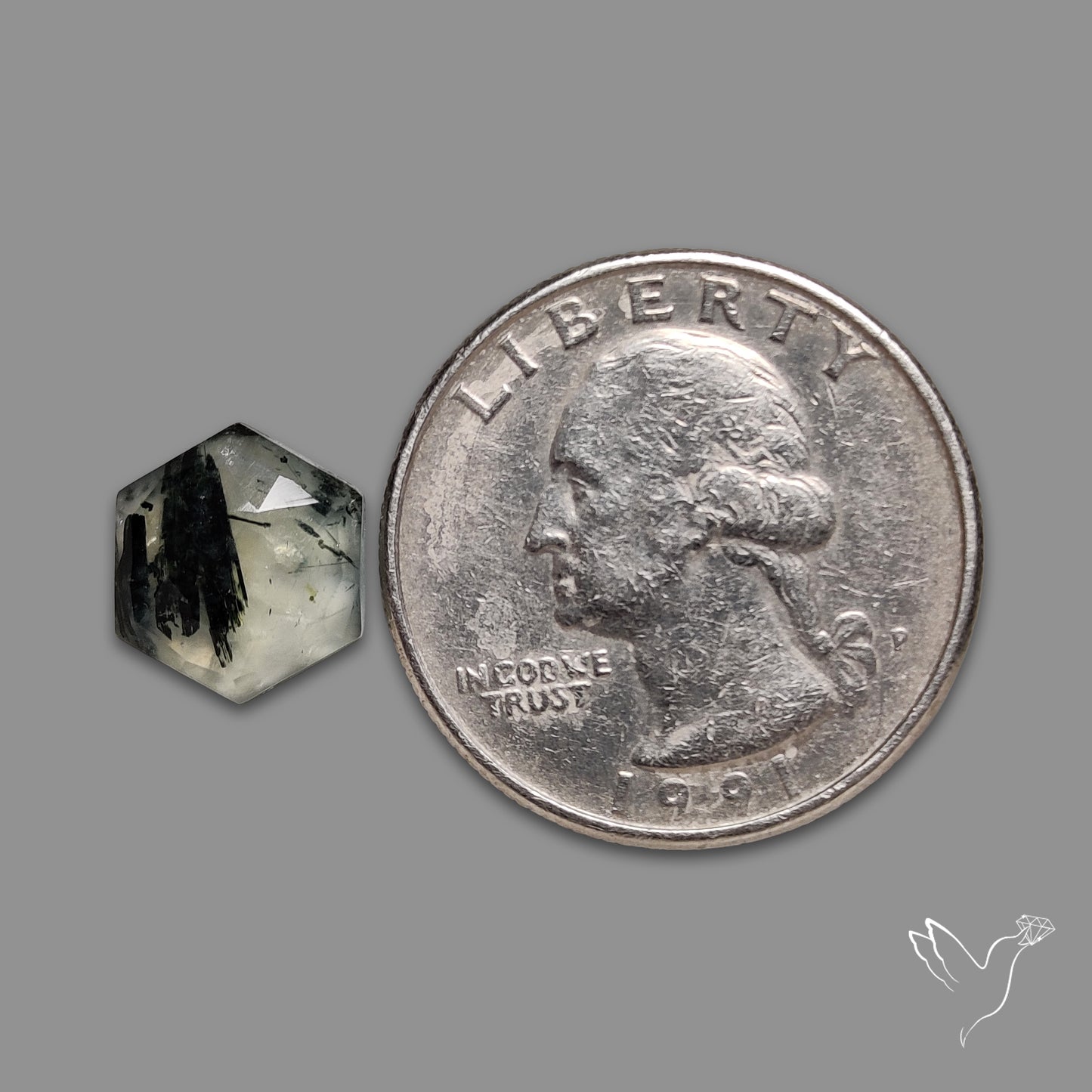 Rose Cut Black Tourmalinated Prehnite
