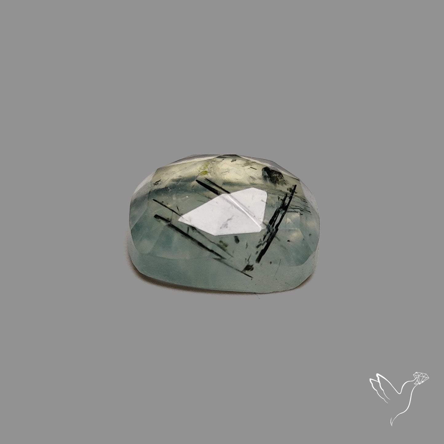 Rose Cut Black Tourmalinated Prehnite