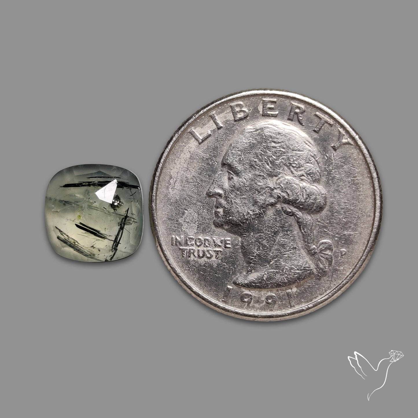Rose Cut Black Tourmalinated Prehnite