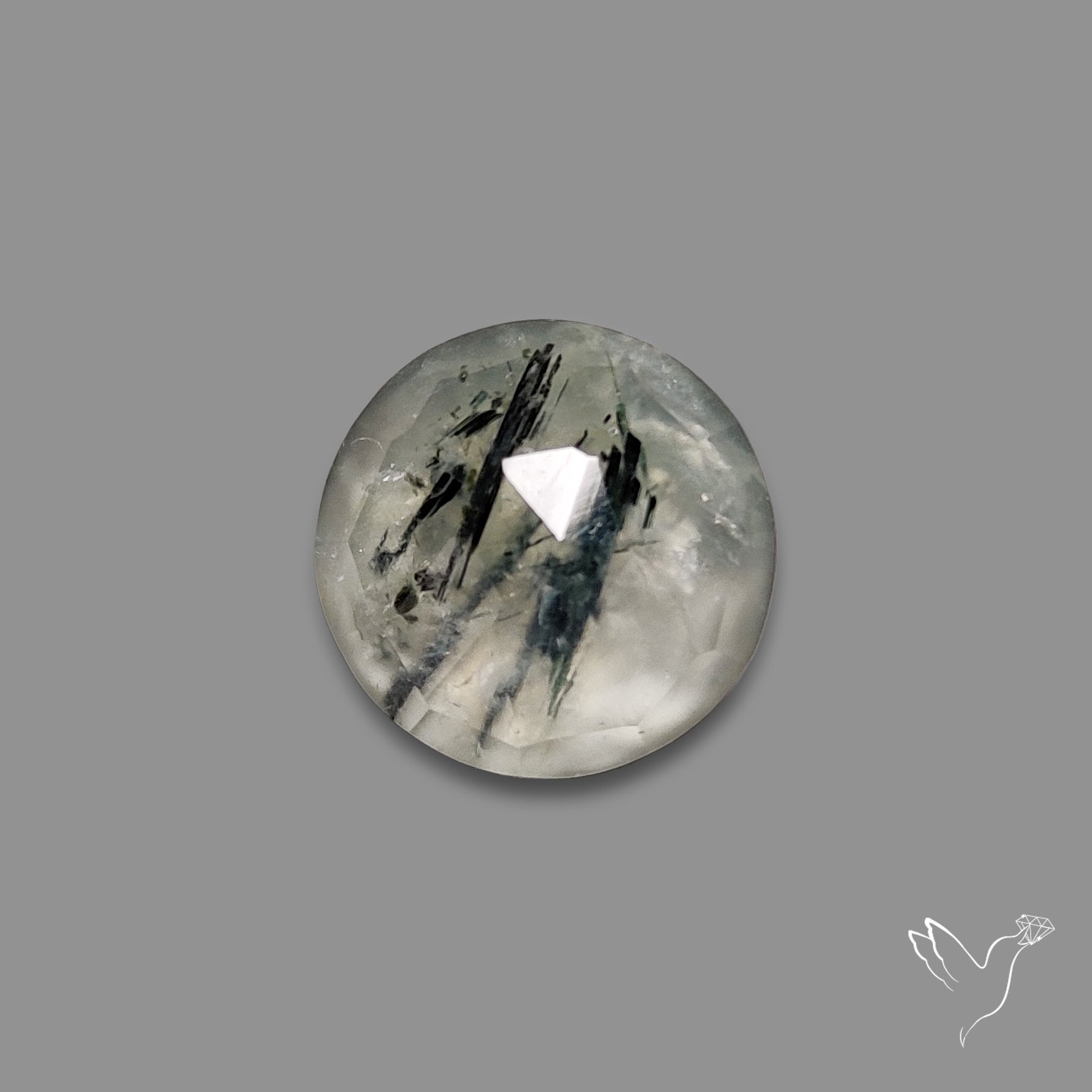 Rose Cut Black Tourmalinated Prehnite