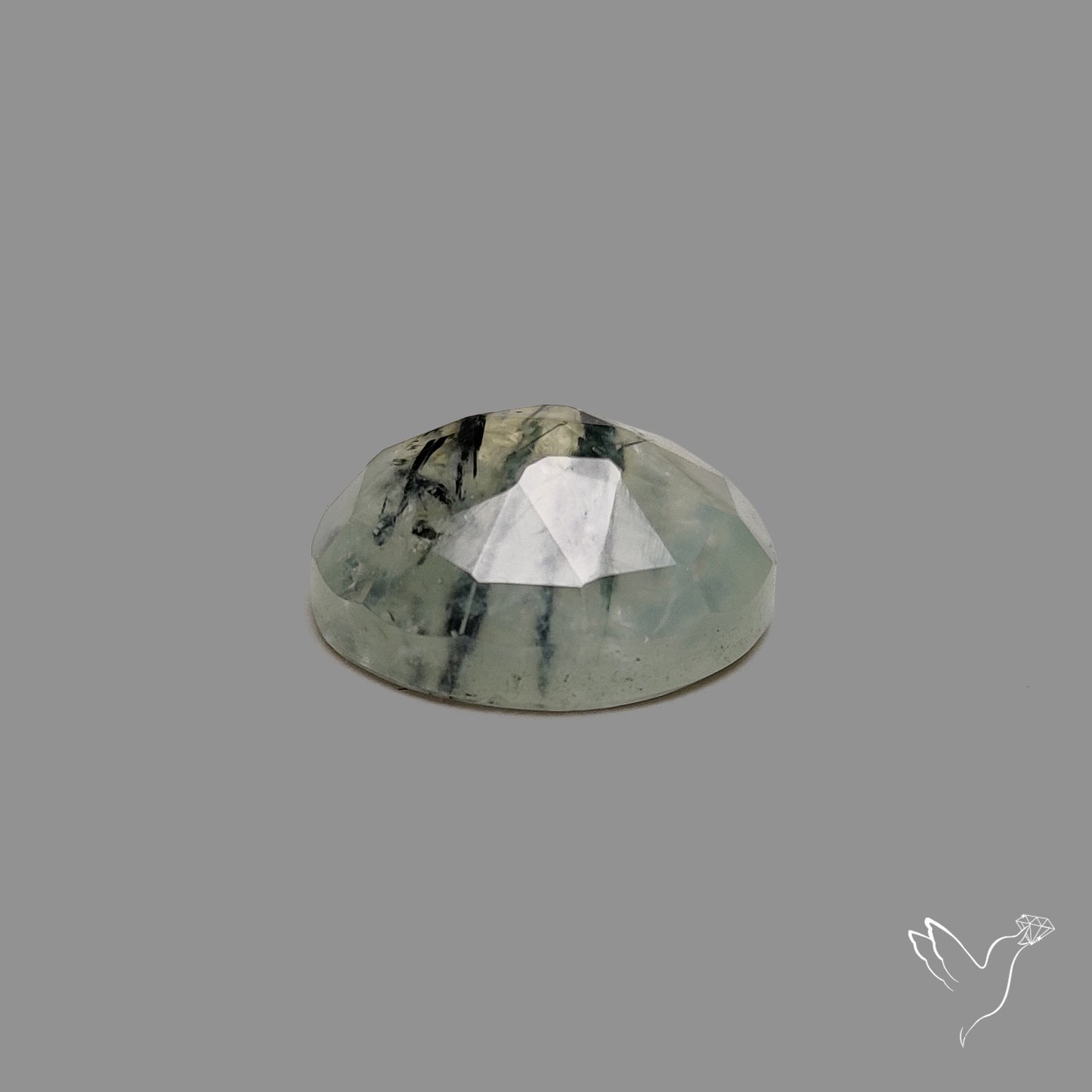Rose Cut Black Tourmalinated Prehnite