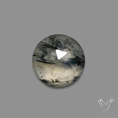 Rose Cut Black Tourmalinated Prehnite