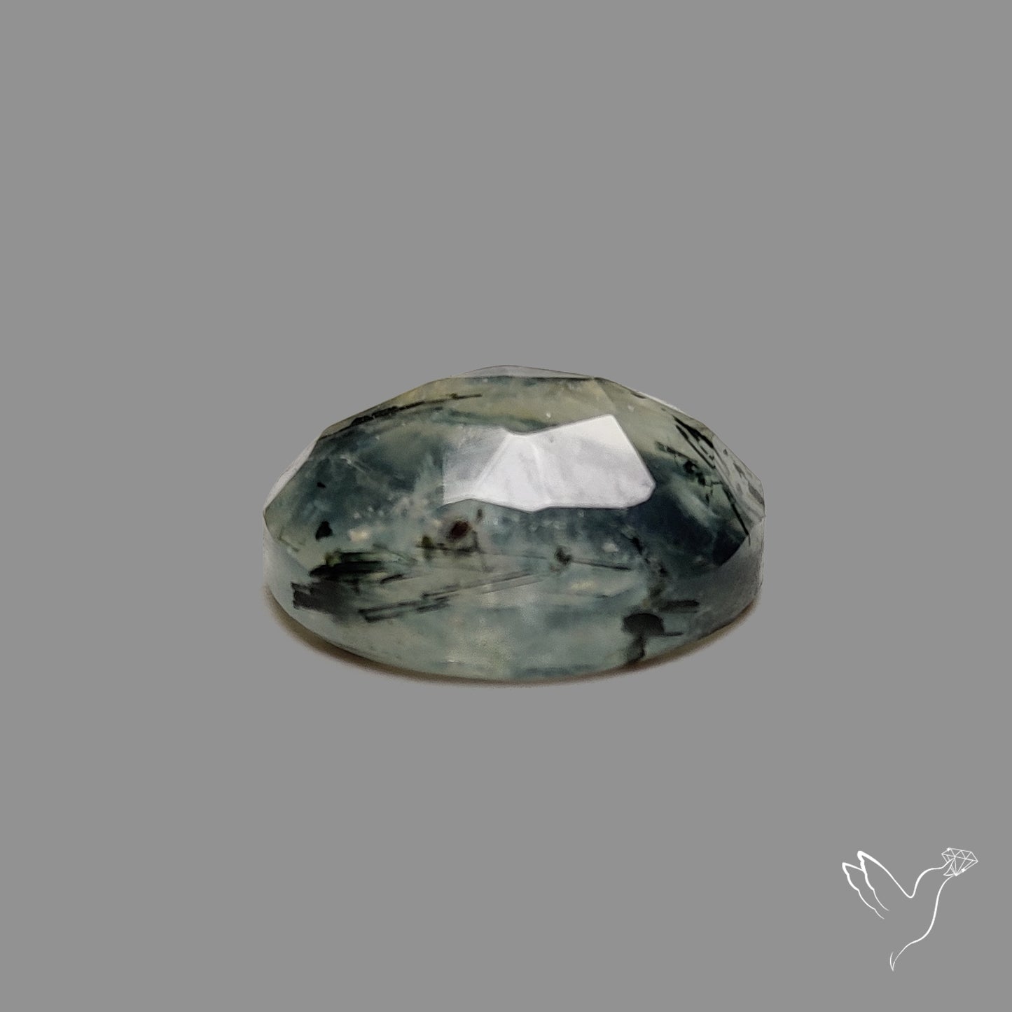 Rose Cut Black Tourmalinated Prehnite
