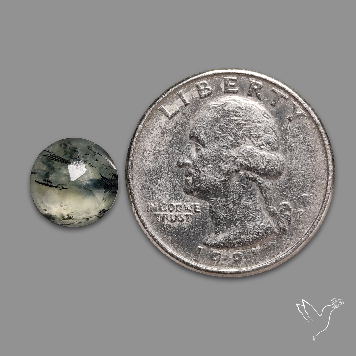 Rose Cut Black Tourmalinated Prehnite