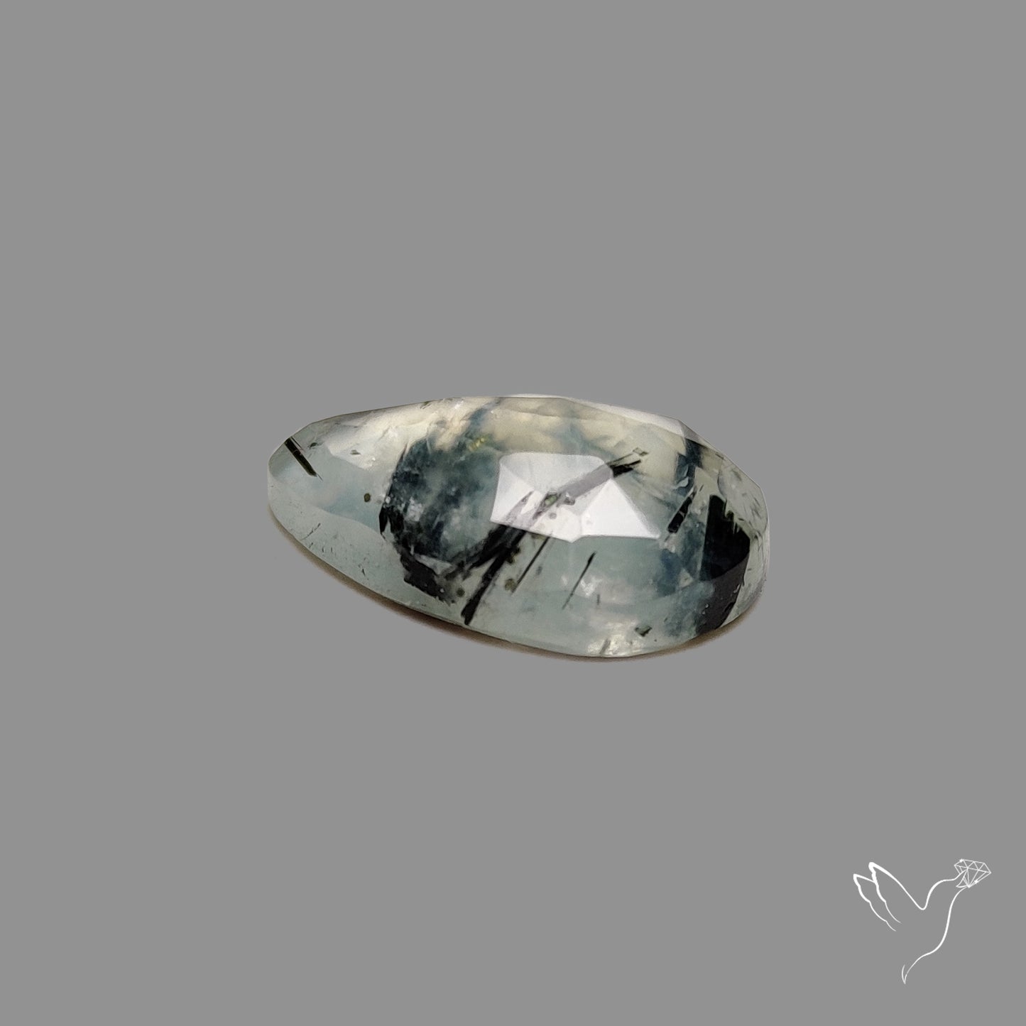 Rose Cut Black Tourmalinated Prehnite