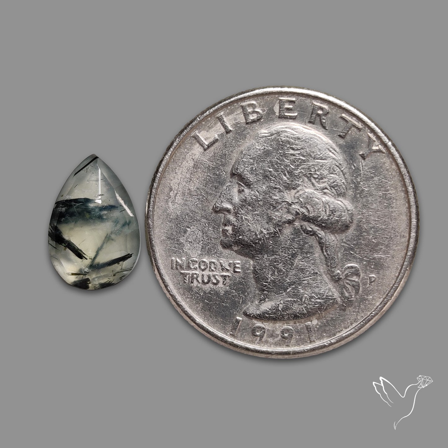Rose Cut Black Tourmalinated Prehnite
