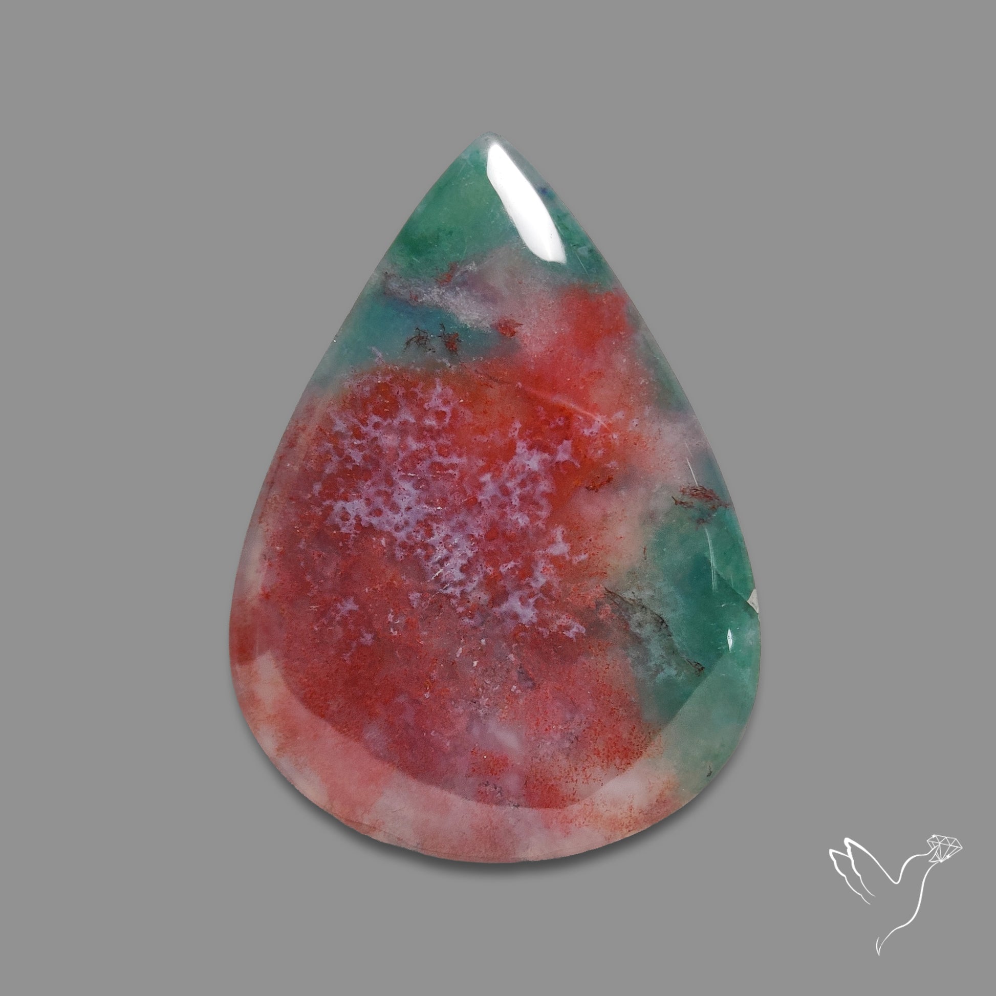 Red Green Moss Agate Cabochon
