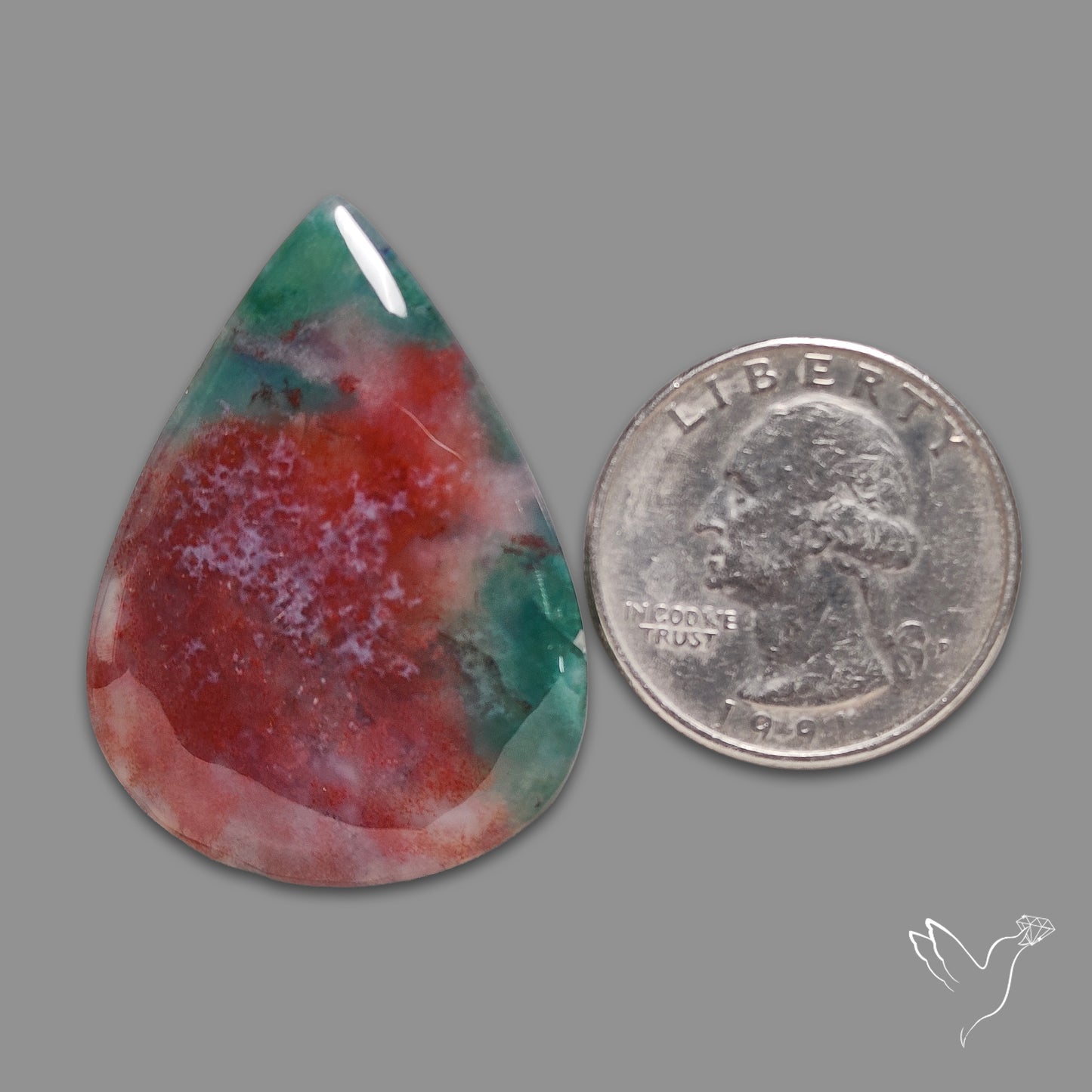 Red Green Moss Agate Cabochon