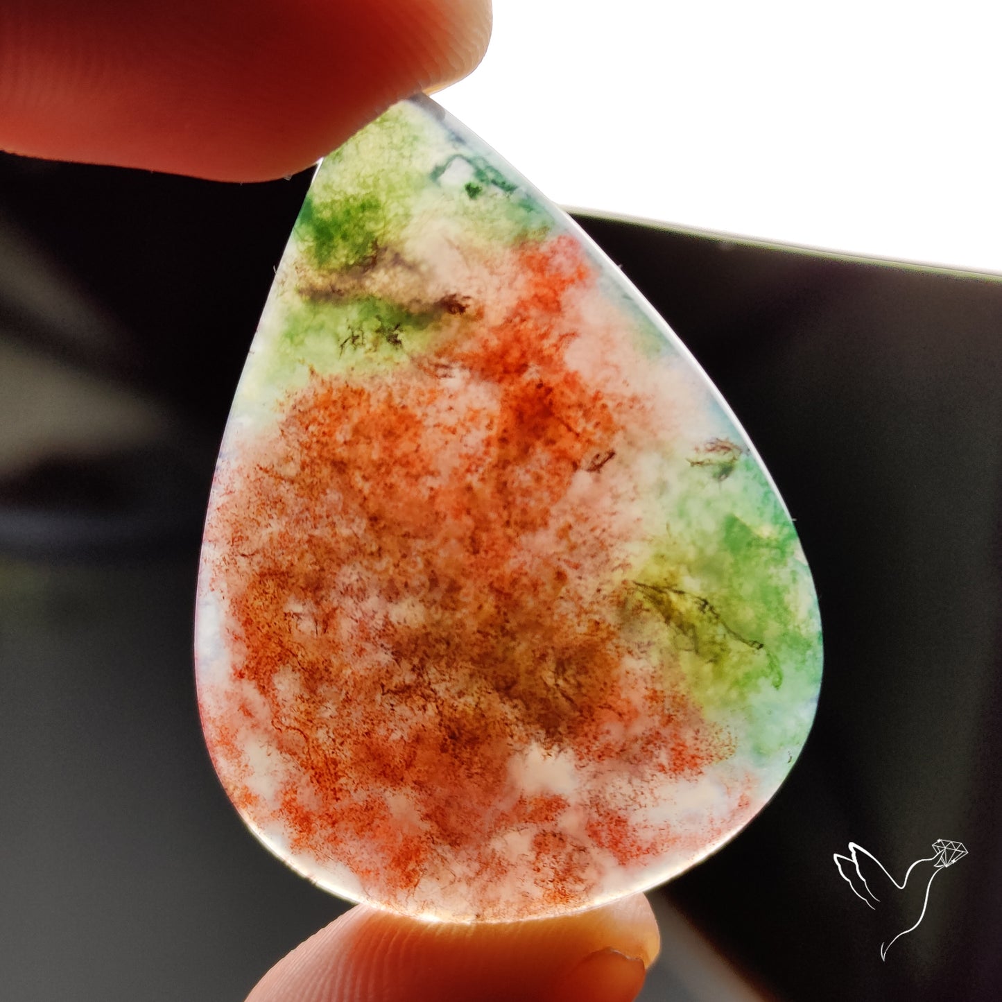 Red Green Moss Agate Cabochon