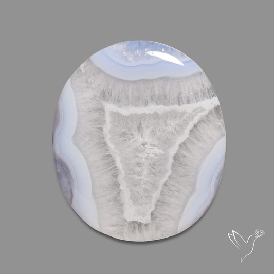 Large Unique Blue Lace Agate with Quartz Cabochon