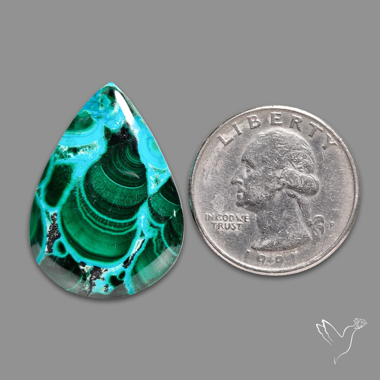 Chrysocolla In Malachite Cabochon