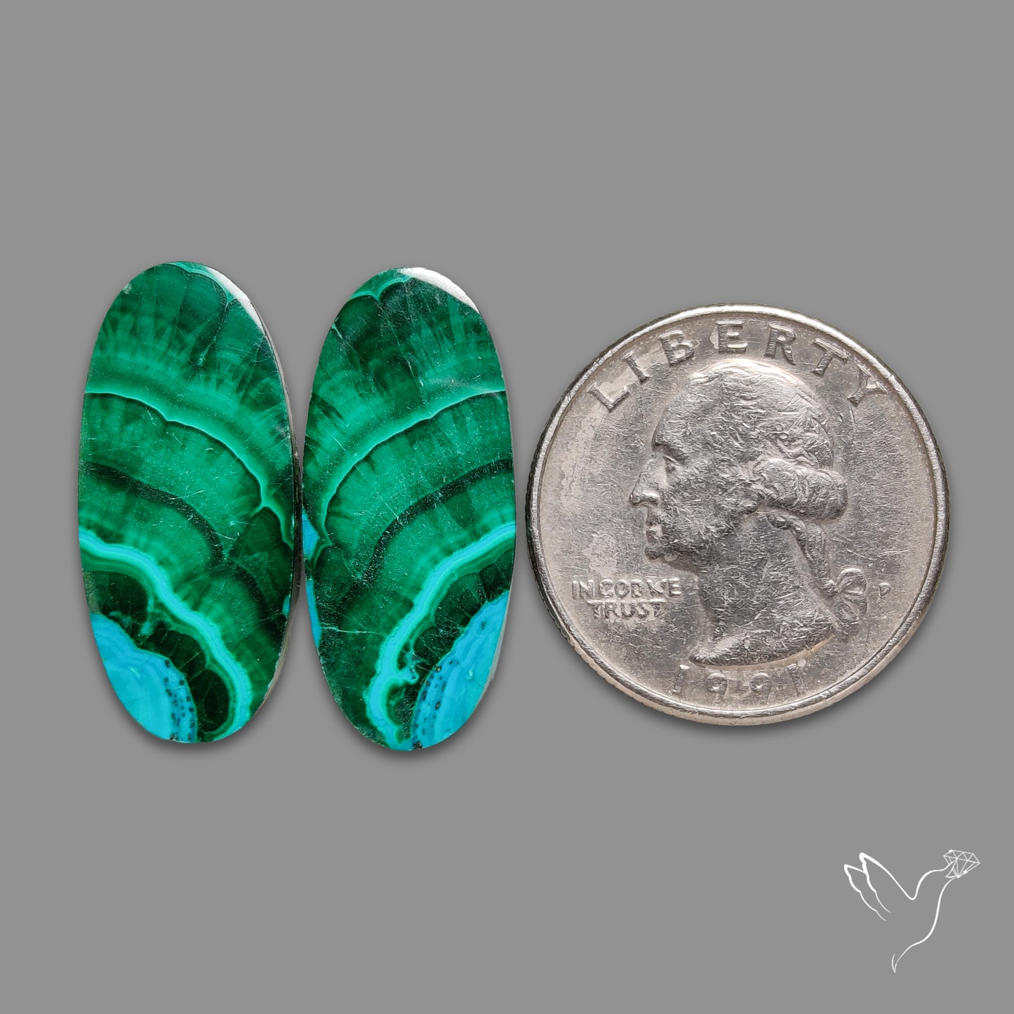 Chrysocolla In Malachite Pair