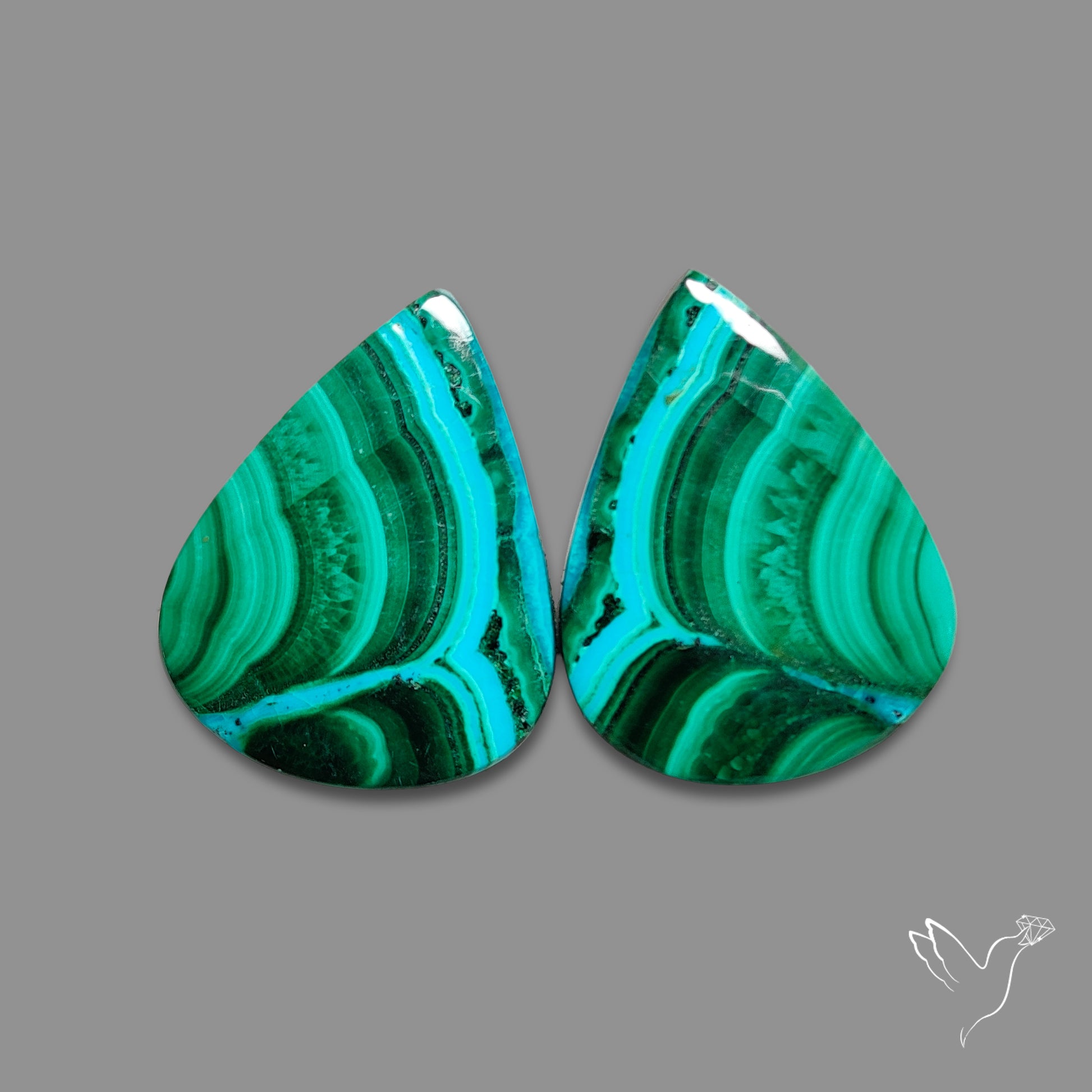 Chrysocolla In Malachite Pair