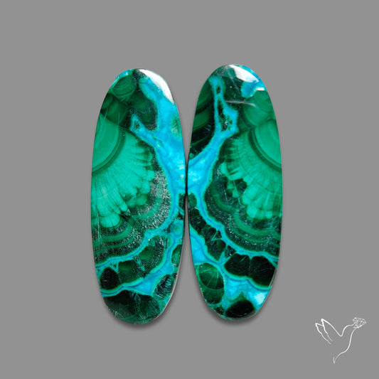Chrysocolla In Malachite Pair