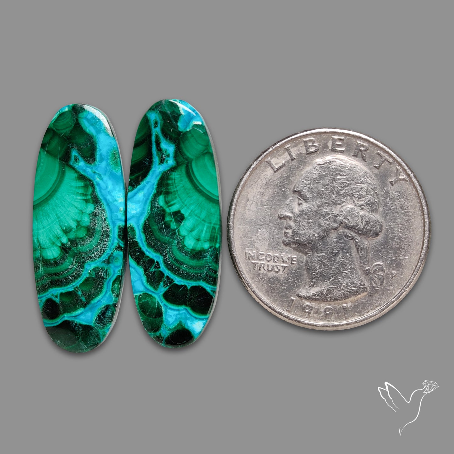 Chrysocolla In Malachite Pair