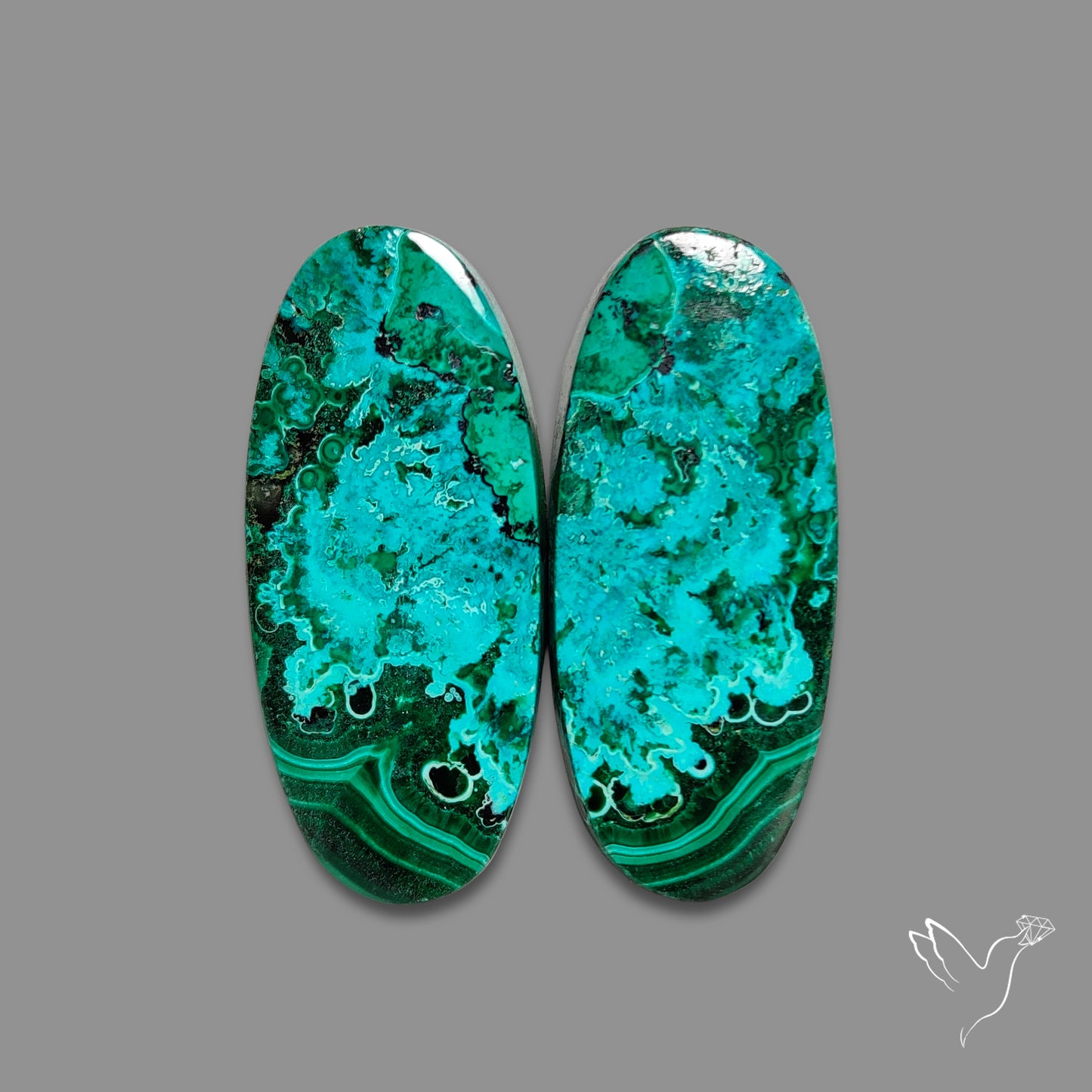 Chrysocolla In Malachite Pair