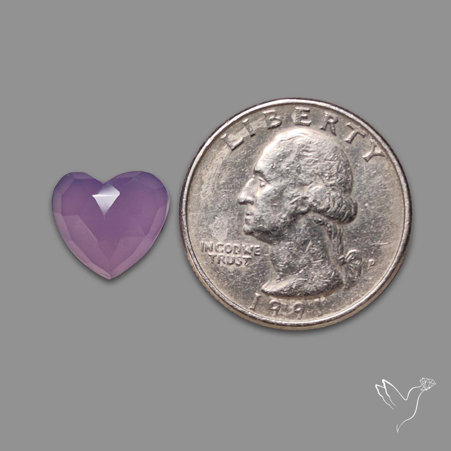 Rose Cut Lavender Chalcedony Heart
