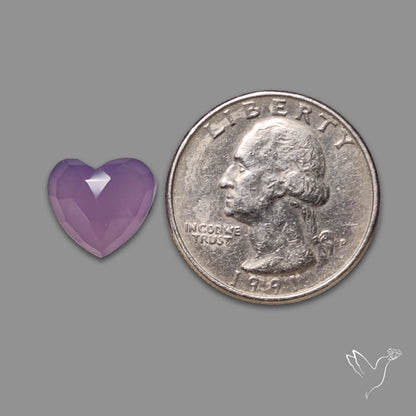 Rose Cut Lavender Chalcedony Heart