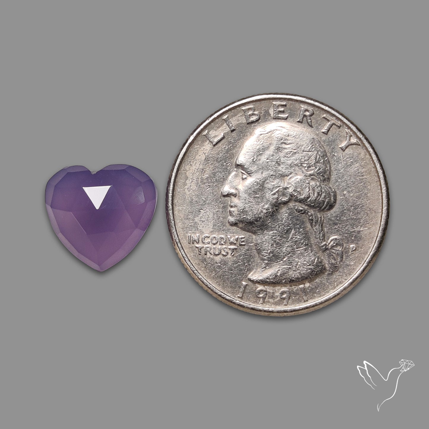 Rose Cut Lavender Chalcedony Heart