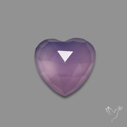 Rose Cut Lavender Chalcedony Heart