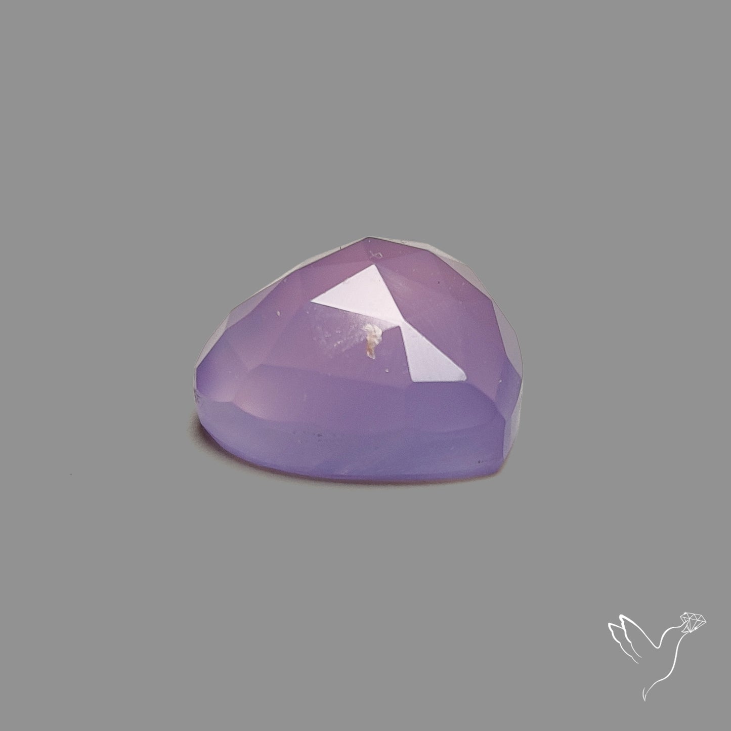 Rose Cut Lavender Chalcedony Heart