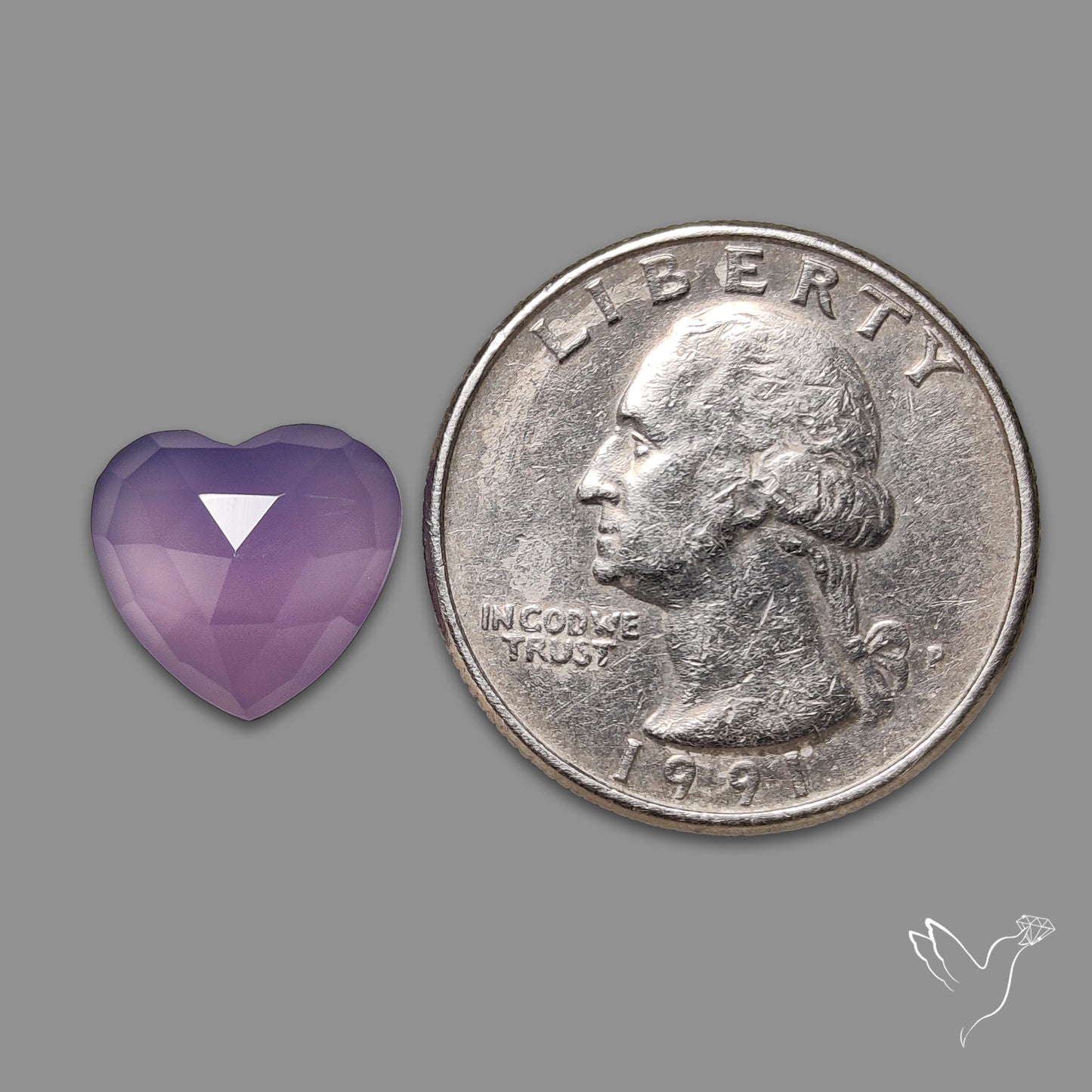 Rose Cut Lavender Chalcedony Heart