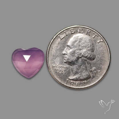 Rose Cut Lavender Chalcedony Heart