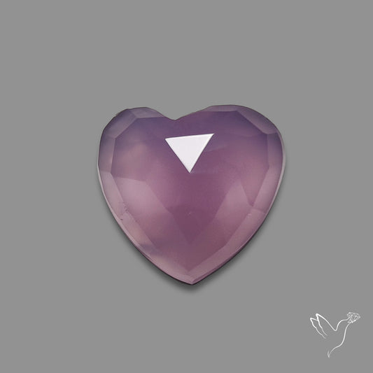 Rose Cut Lavender Chalcedony Heart