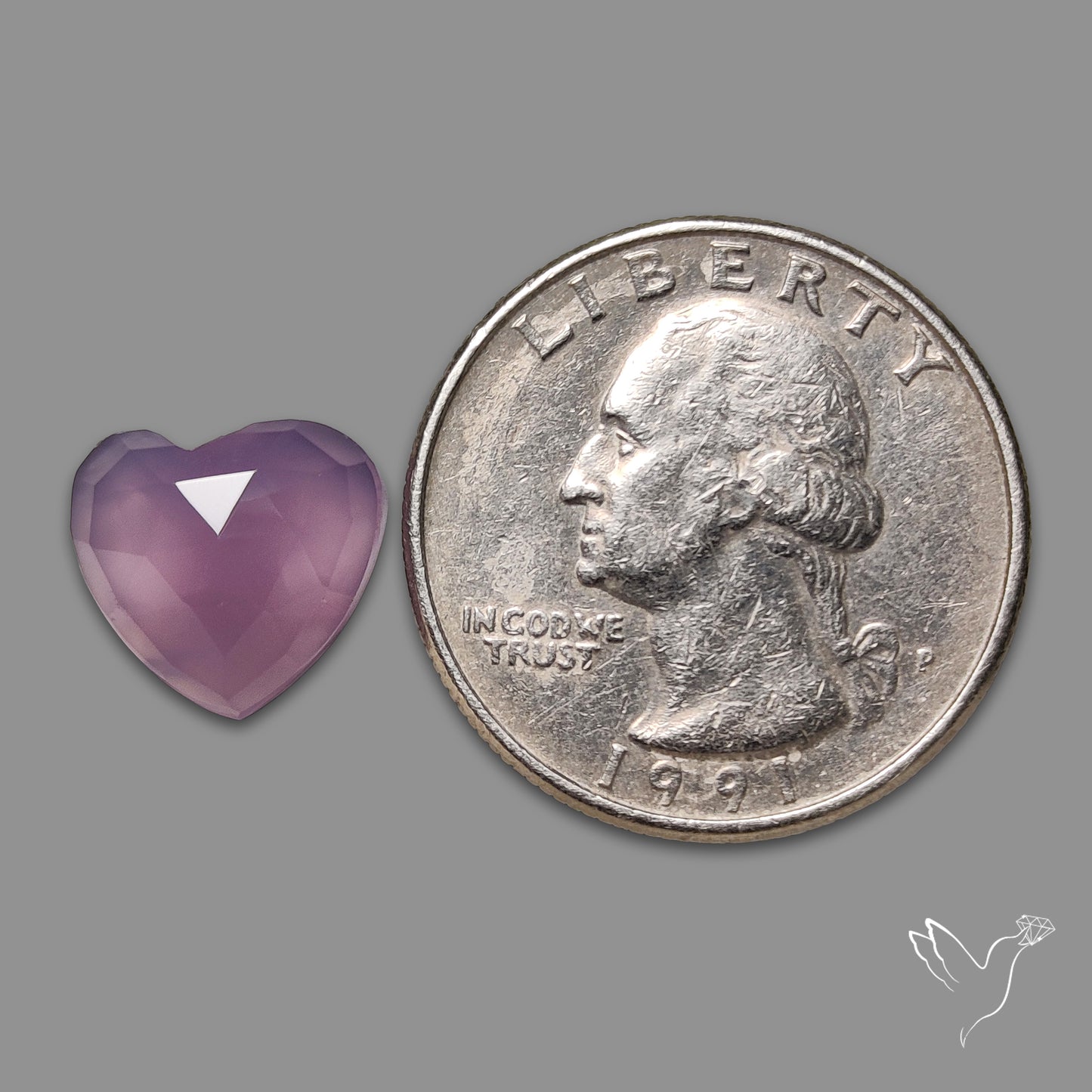 Rose Cut Lavender Chalcedony Heart