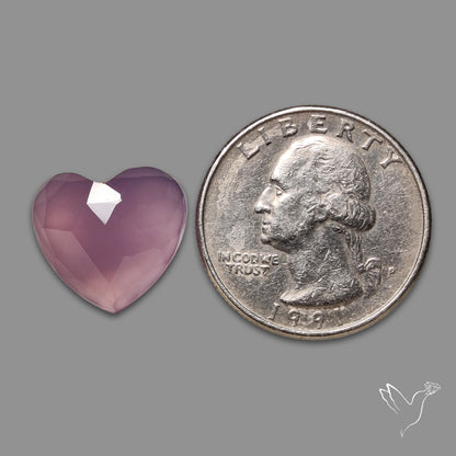 Rose Cut Lavender Chalcedony Heart
