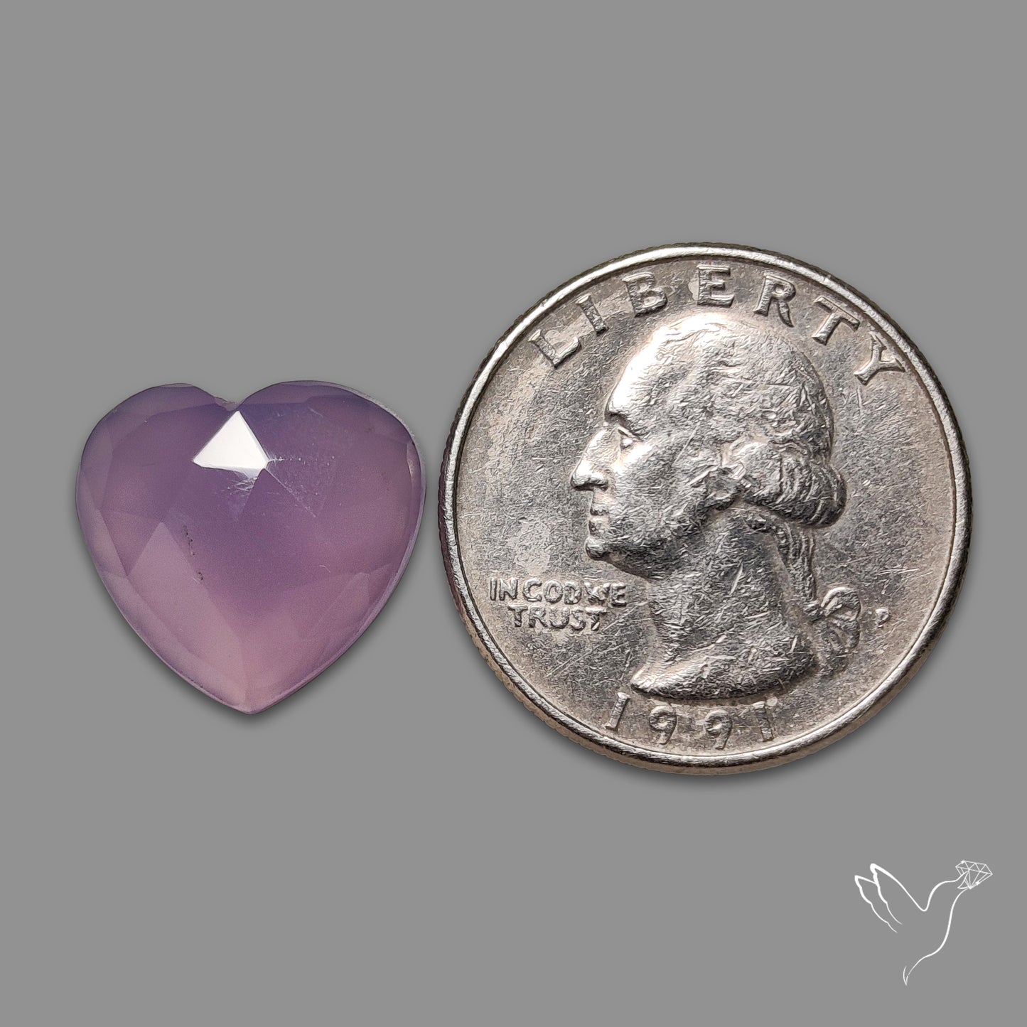 Rose Cut Lavender Chalcedony Heart