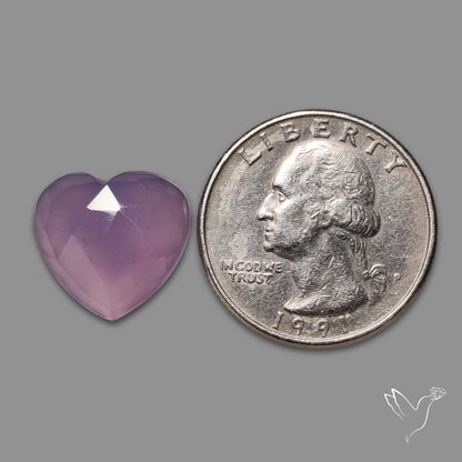 Rose Cut Lavender Chalcedony Heart