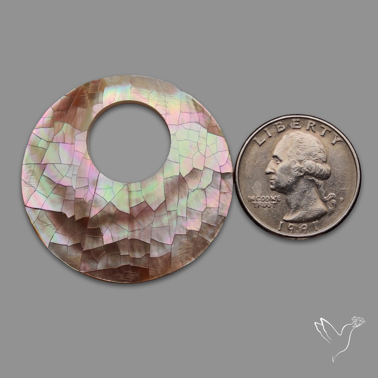 Round Mother Of Pearl Mosaic with Drilled Hole