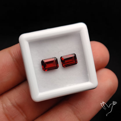 Natural Almandine Garnet (Pyrope) Faceted Pair