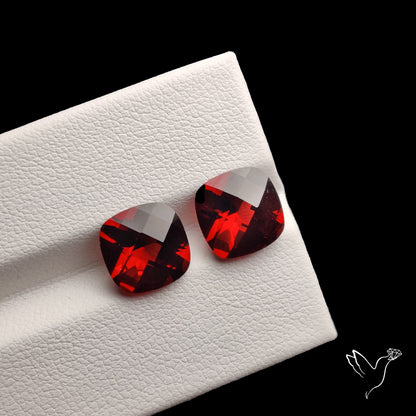 Natural Almandine Garnet (Pyrope) Faceted Large Pair