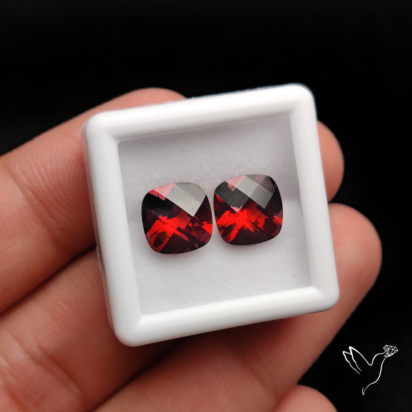 Natural Almandine Garnet (Pyrope) Faceted Large Pair