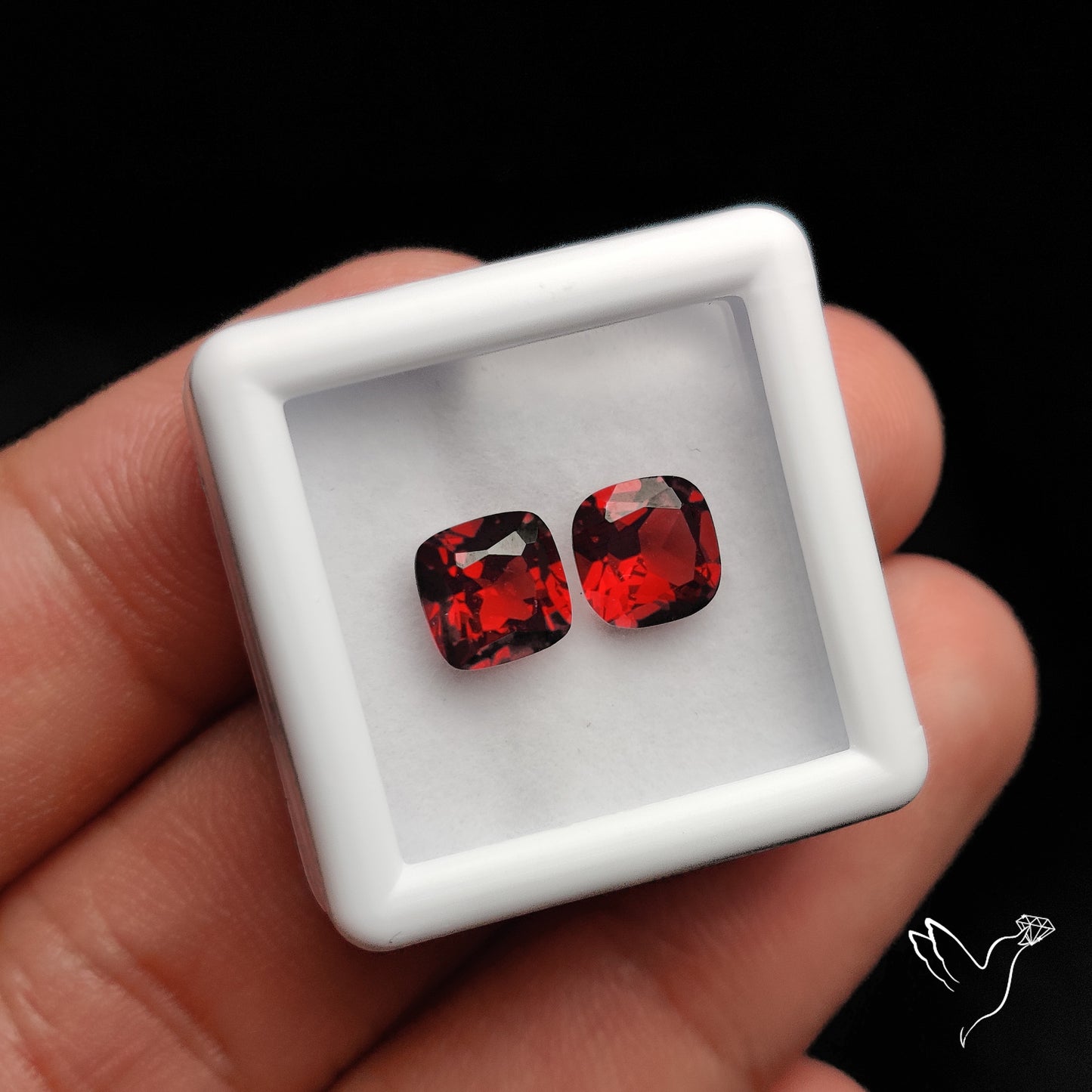 Natural Almandine Garnet (Pyrope) Faceted Pair