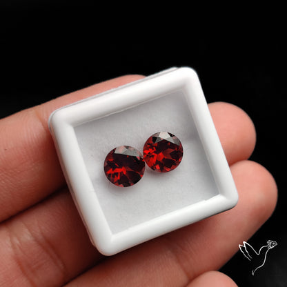 Natural Almandine Garnet (Pyrope) Faceted Pair