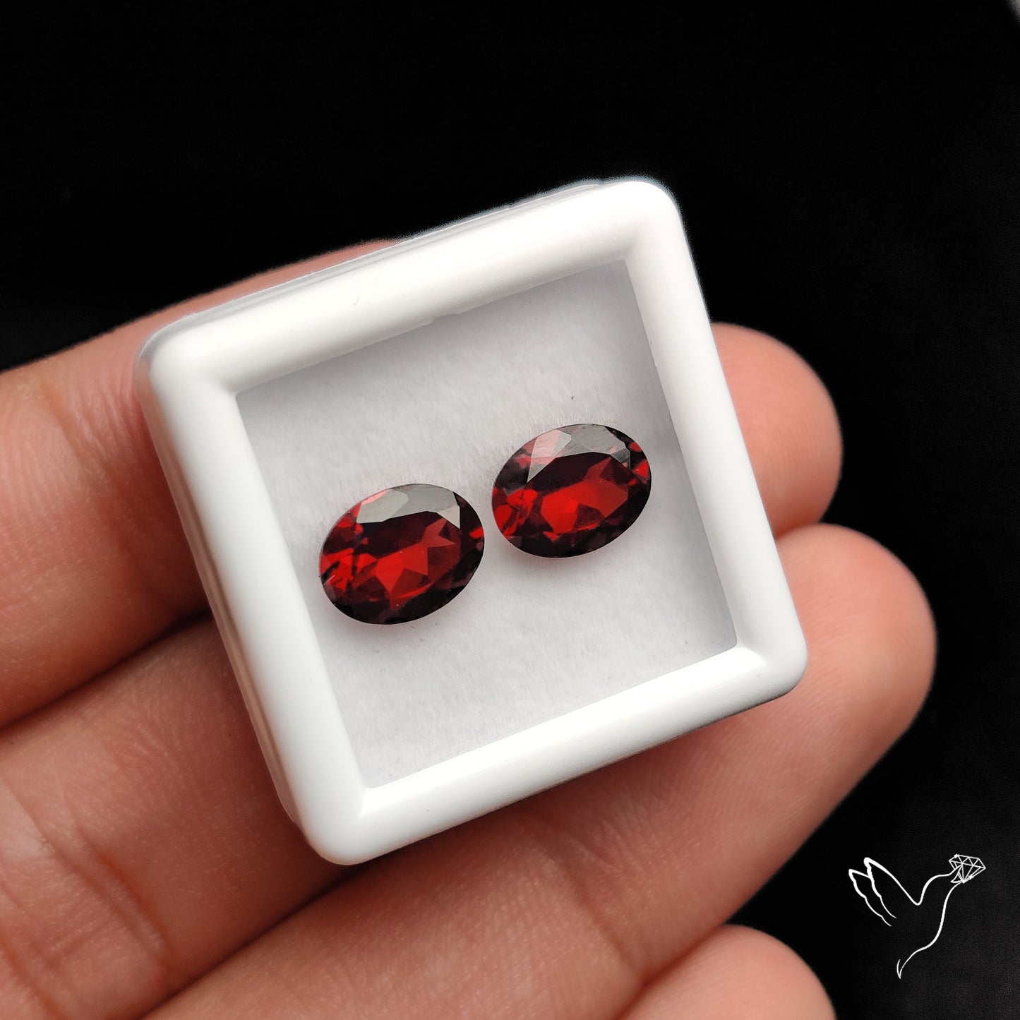 Natural Almandine Garnet (Pyrope) Faceted Pair